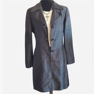 VTG Bebe Long Line Silk Coat Jacket Size 4 Y2K 90s Goth Whimsigoth Alt CyberPunk